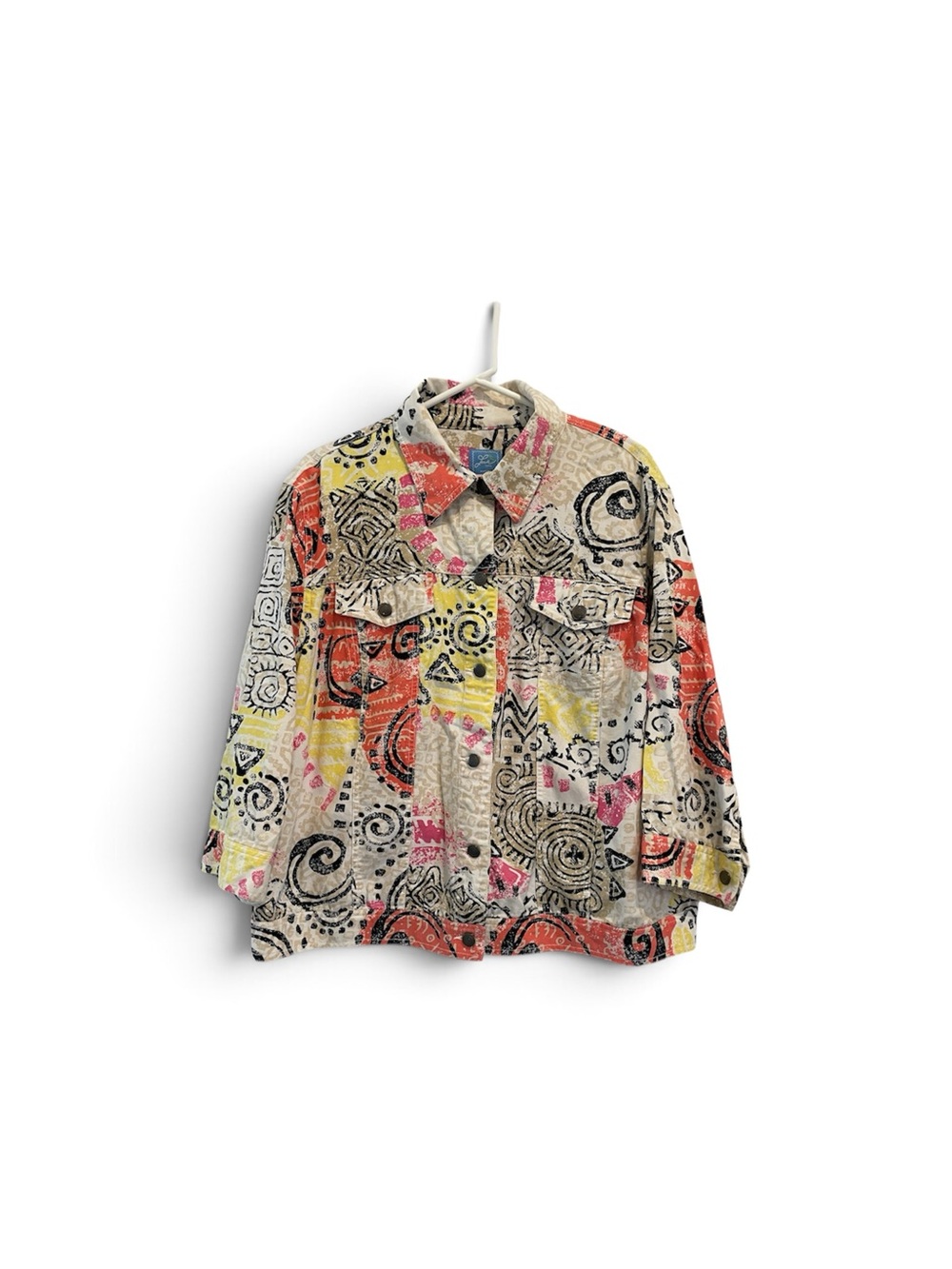 Vintage Lara Lane Abstract and Geometric Print Denim Jacket